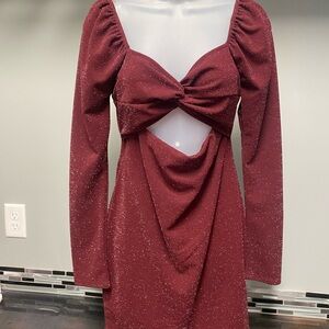 Elegant Burgundy Long Sleeve Dress